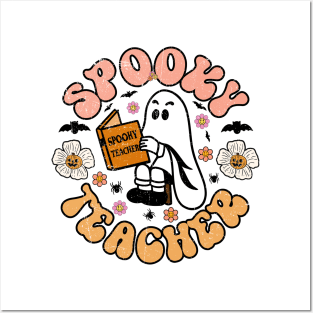 Funny Spooky Season Retro Spooky Teacher Halloween Costume T-Shirt Posters and Art